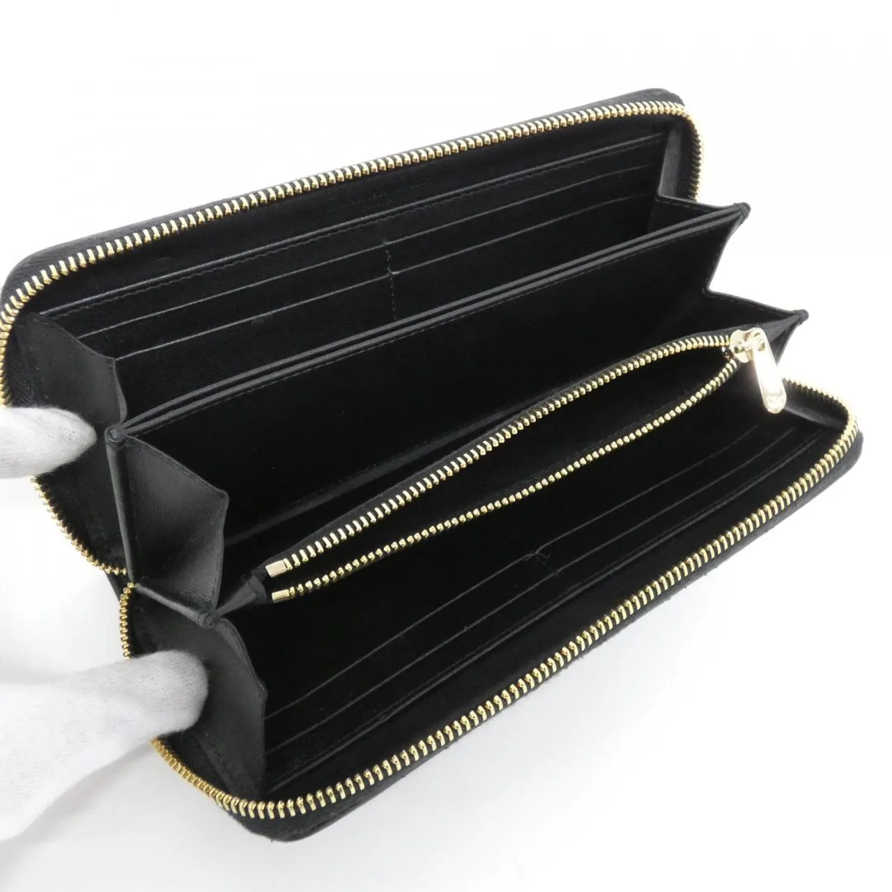DIOR Lady Dior S0007ONMJ Wallet Lambskin 黑色 羊皮 中古品A - 縮圖 7