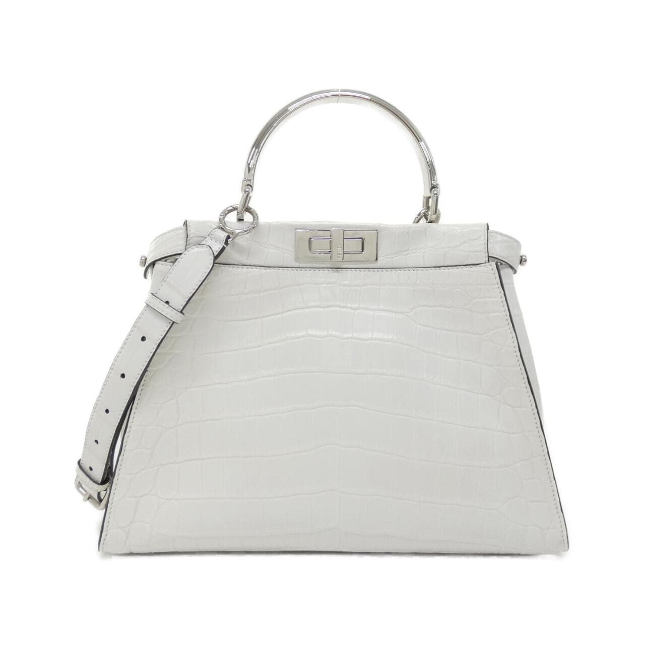 FENDI Peekaboo 8BN290 A860 Handbag Crocodile Black