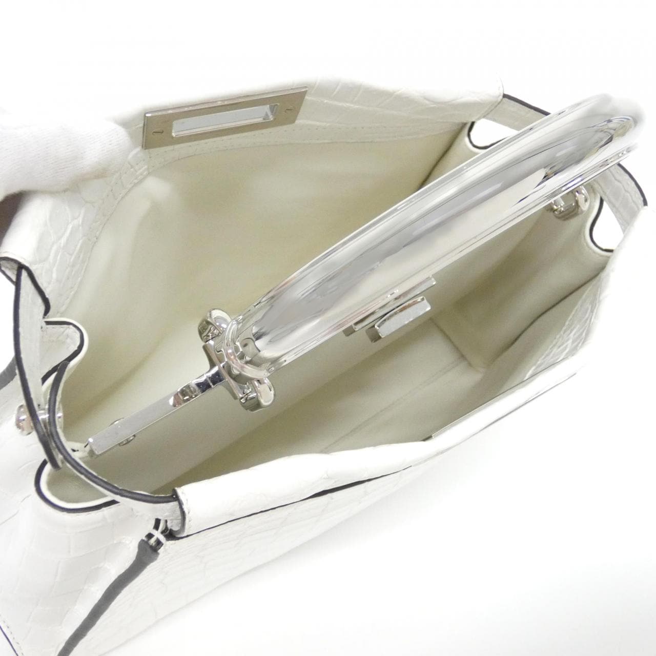 FENDI Peekaboo 8BN290 A860 Handbag Crocodile Black Crocodile Rank A - Thumbnail 5