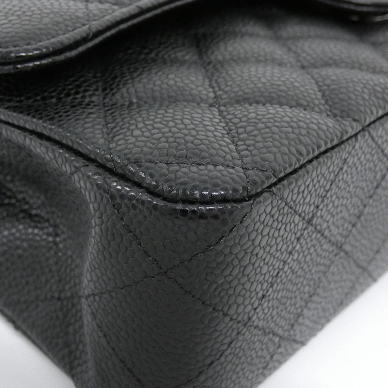 CHANEL Matelasse 1112 Shoulder Grained Calfskin 黑色 荔枝紋牛皮 中古品A - 縮圖 3
