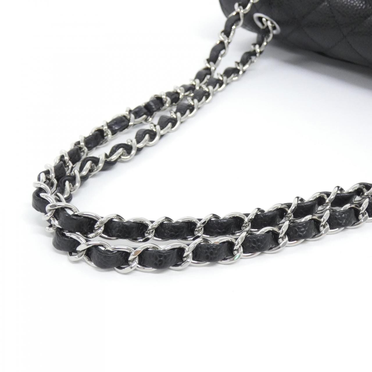 CHANEL Matelasse 1112 Shoulder Grained Calfskin 黑色 荔枝紋牛皮 中古品A - 縮圖 5