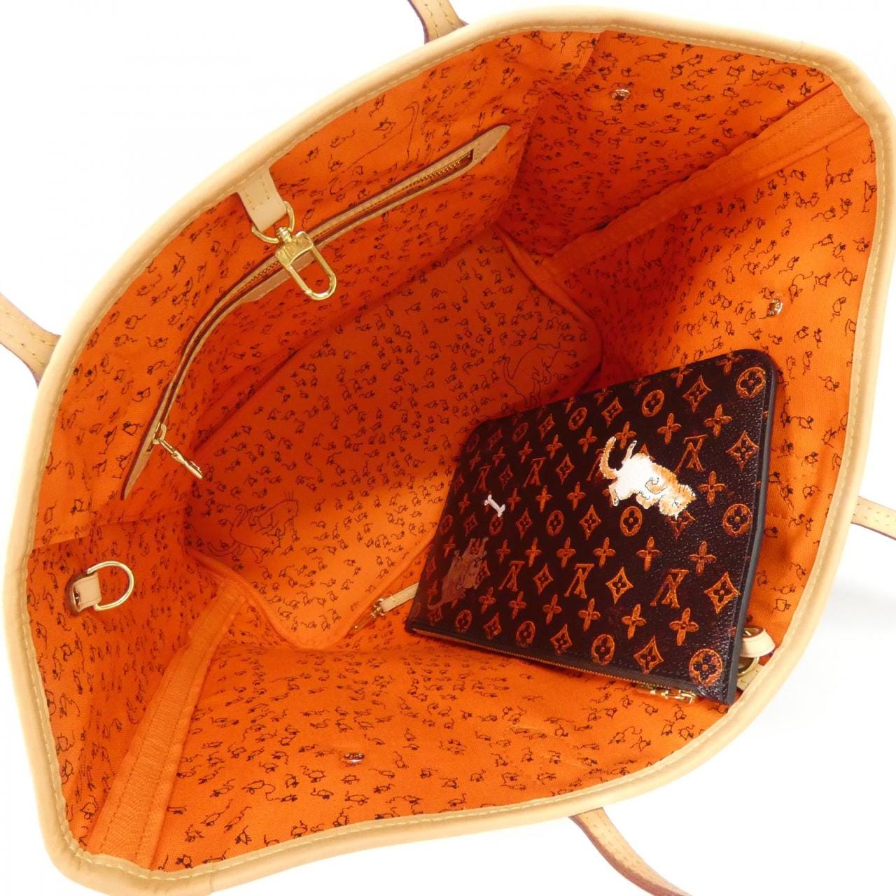 LOUIS VUITTON Neverfull M44441 Bag Lambskin Brown Lambskin - Thumbnail 6