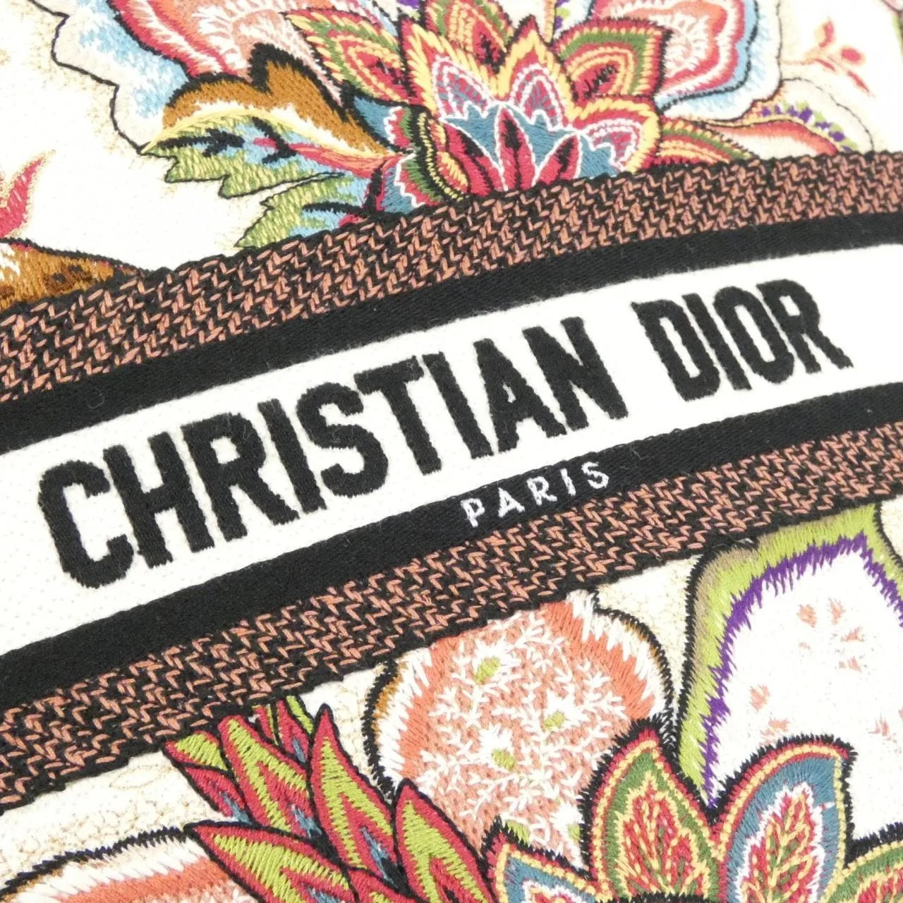 DIOR Book Tote M1328CESF Handbag Canvas 白色 帆布 中古品A - 縮圖 4