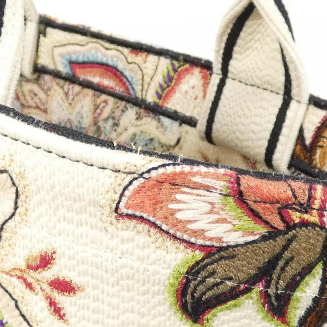 DIOR Book Tote M1328CESF Handbag Canvas 白色 帆布 中古品A - 縮圖 5