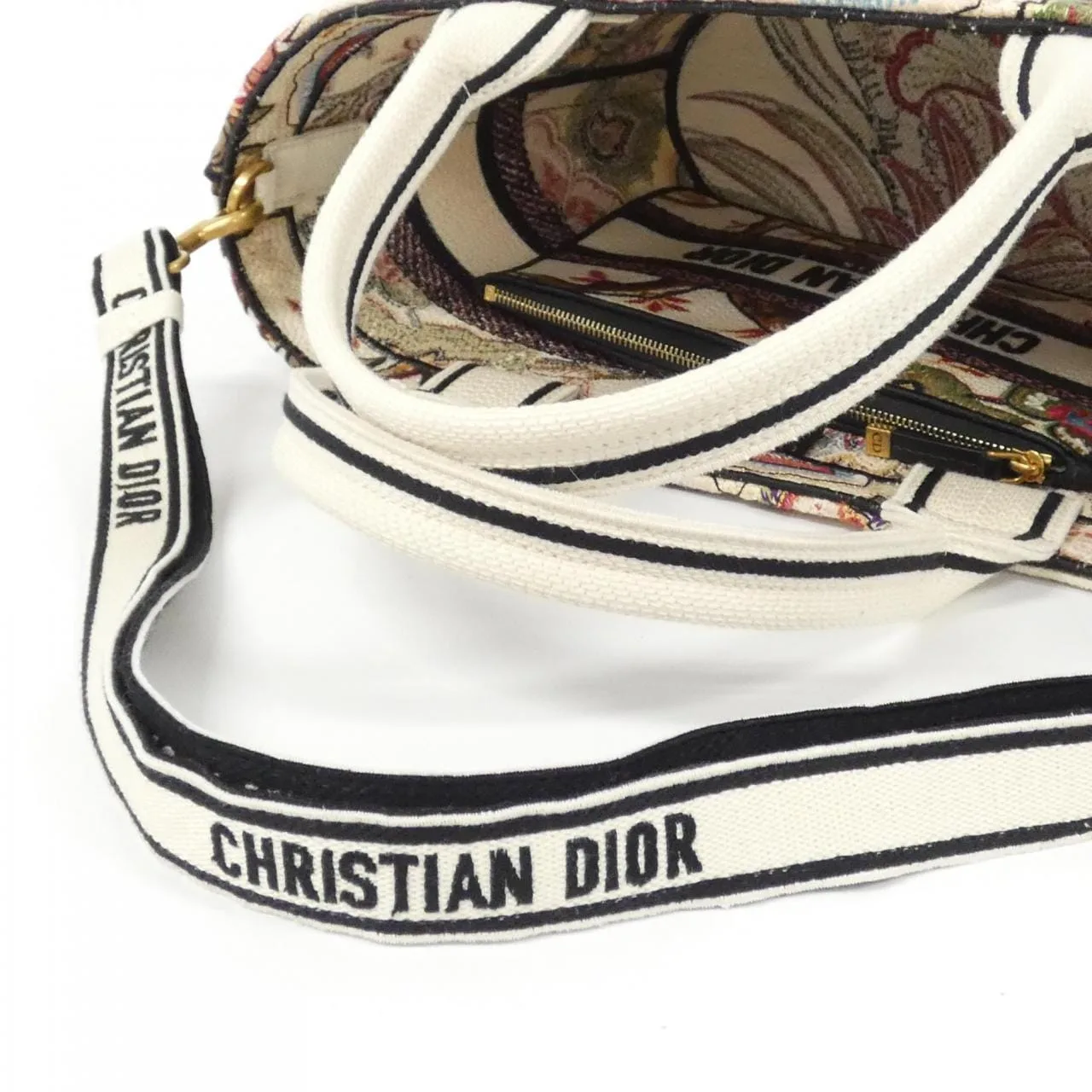 DIOR Book Tote M1328CESF Handbag Canvas 白色 帆布 中古品A - 縮圖 7