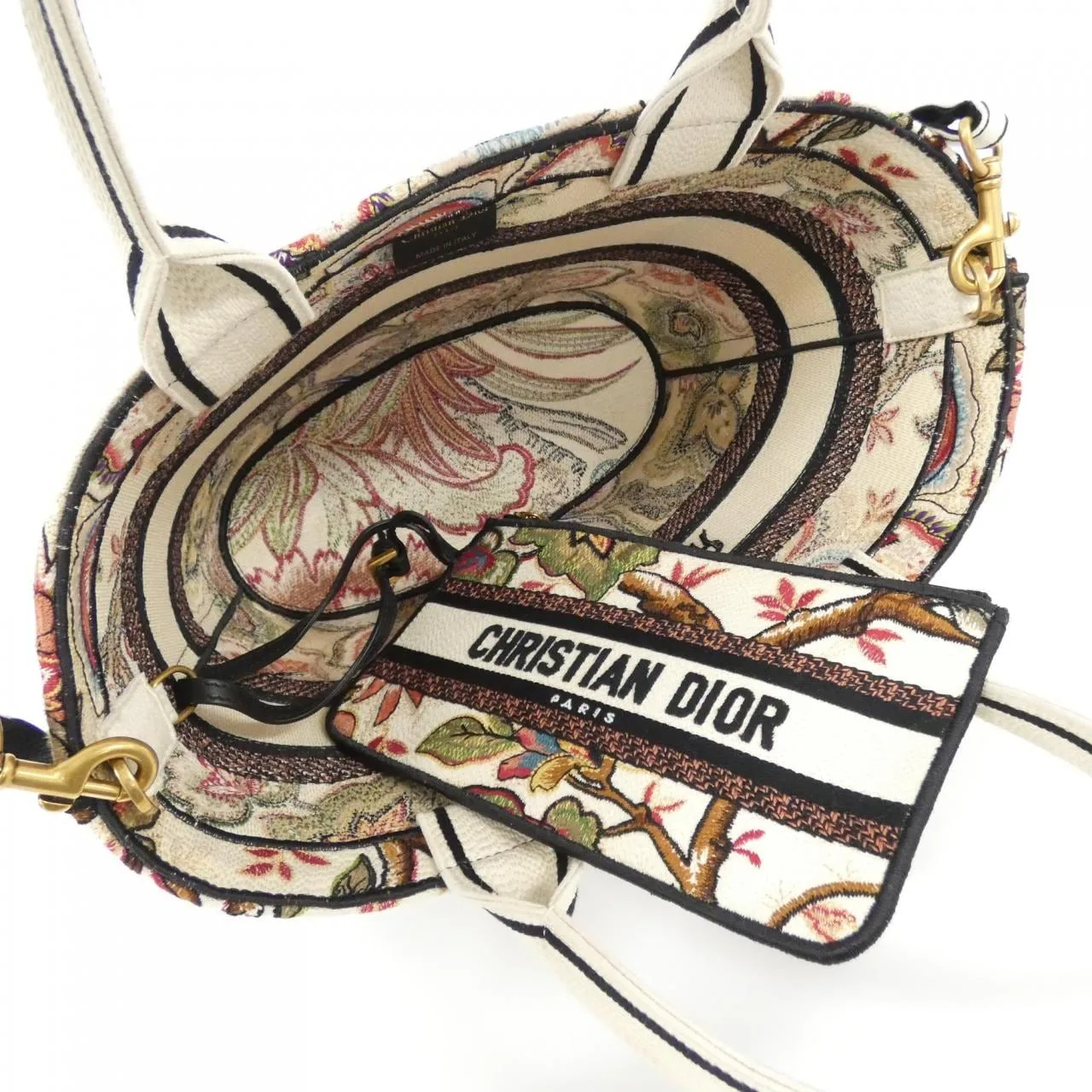 DIOR Book Tote M1328CESF Handbag Canvas 白色 帆布 中古品A - 縮圖 8