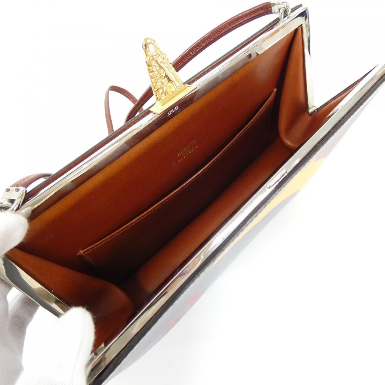 HERMES Shoulder Box Calf 藍色 Box 皮 - 縮圖 7