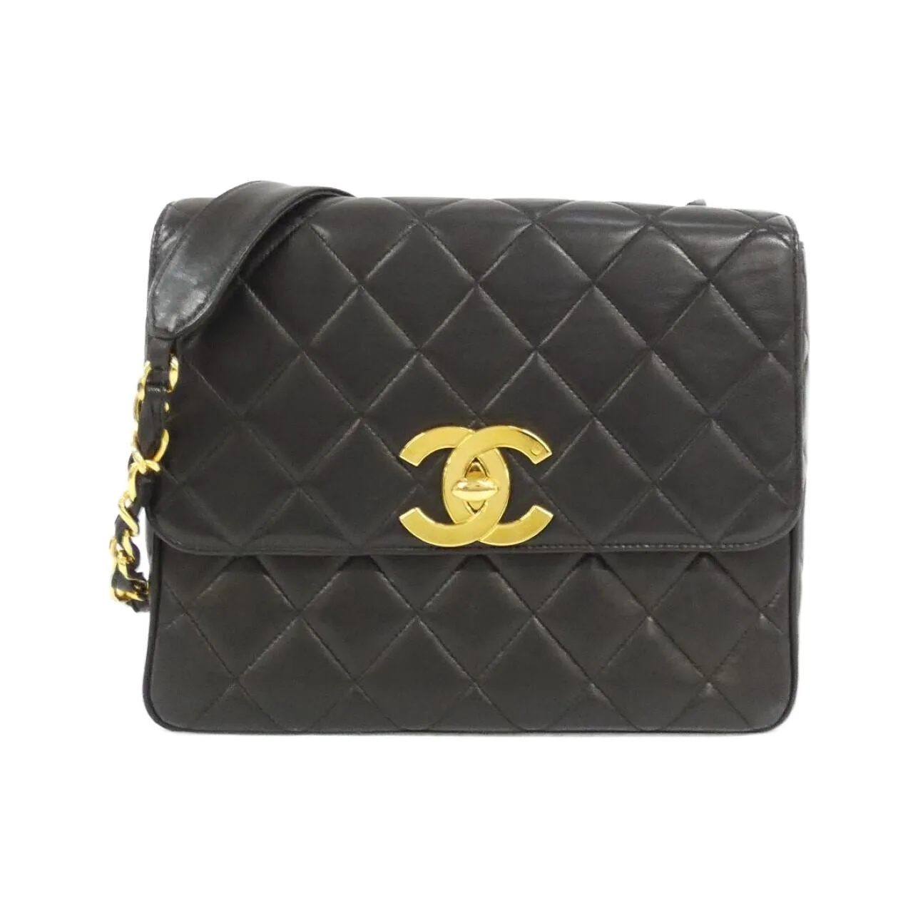 CHANEL Shoulder Lambskin Black