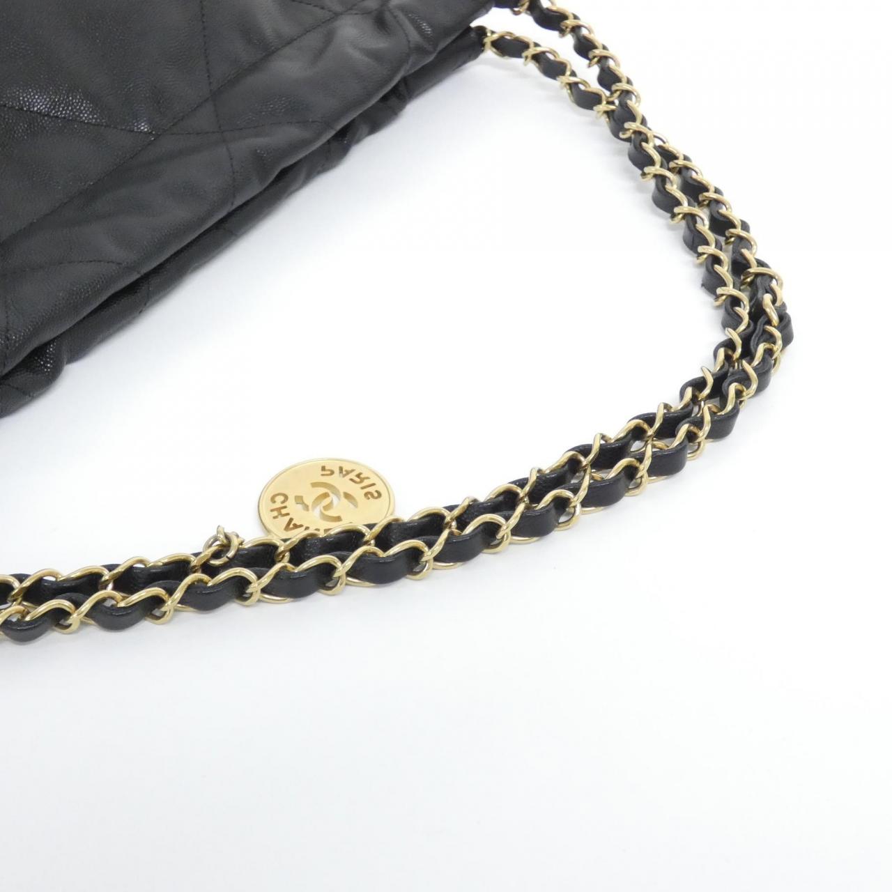 CHANEL Chanel 22 AS3260 Shoulder Grained Calfskin Black Grained Calfskin - Thumbnail 5