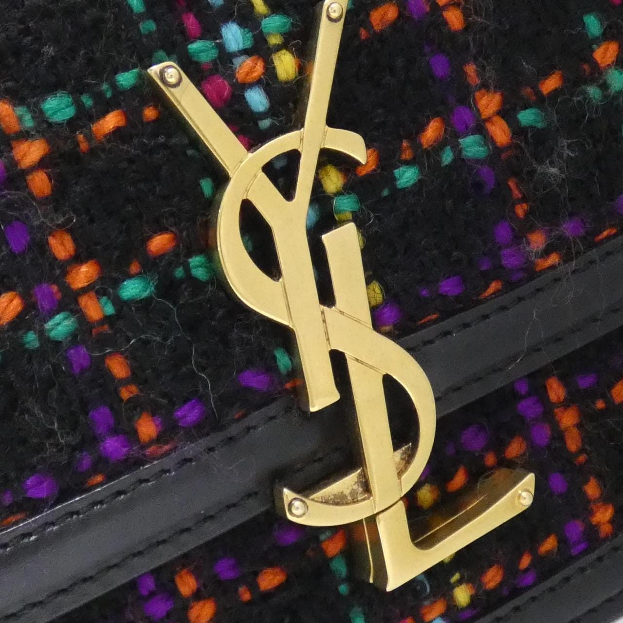 SAINT LAURENT Solférino 634306 FAAAB Shoulder Bag Tweed 黑色 粗花呢 中古品A - 縮圖 5