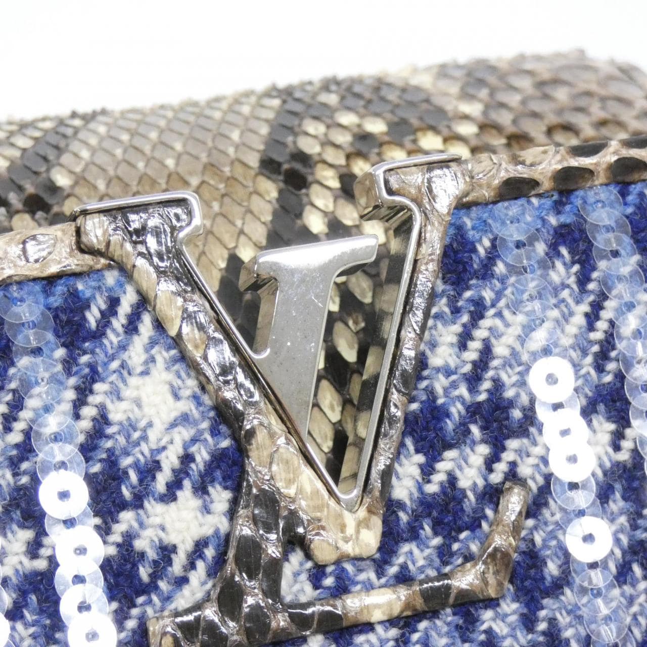 LOUIS VUITTON Capucines N97078 Bag Leather Blue Leather Rank A - Thumbnail 4