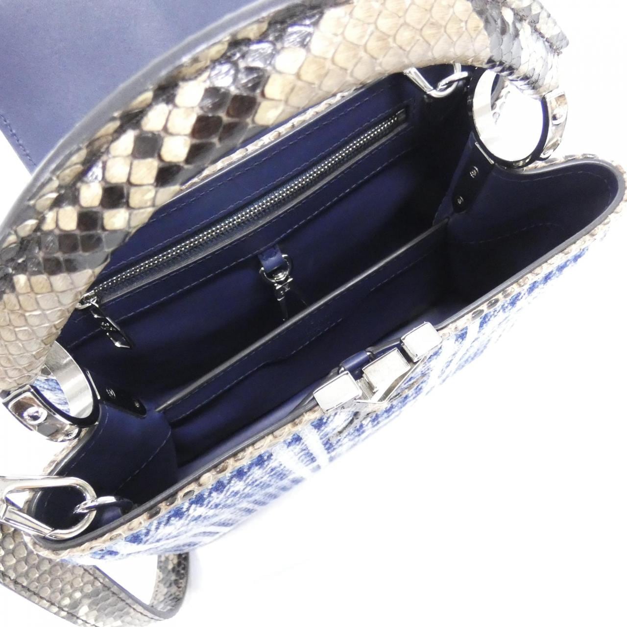 LOUIS VUITTON Capucines N97078 Bag Leather Blue Leather Rank A - Thumbnail 8