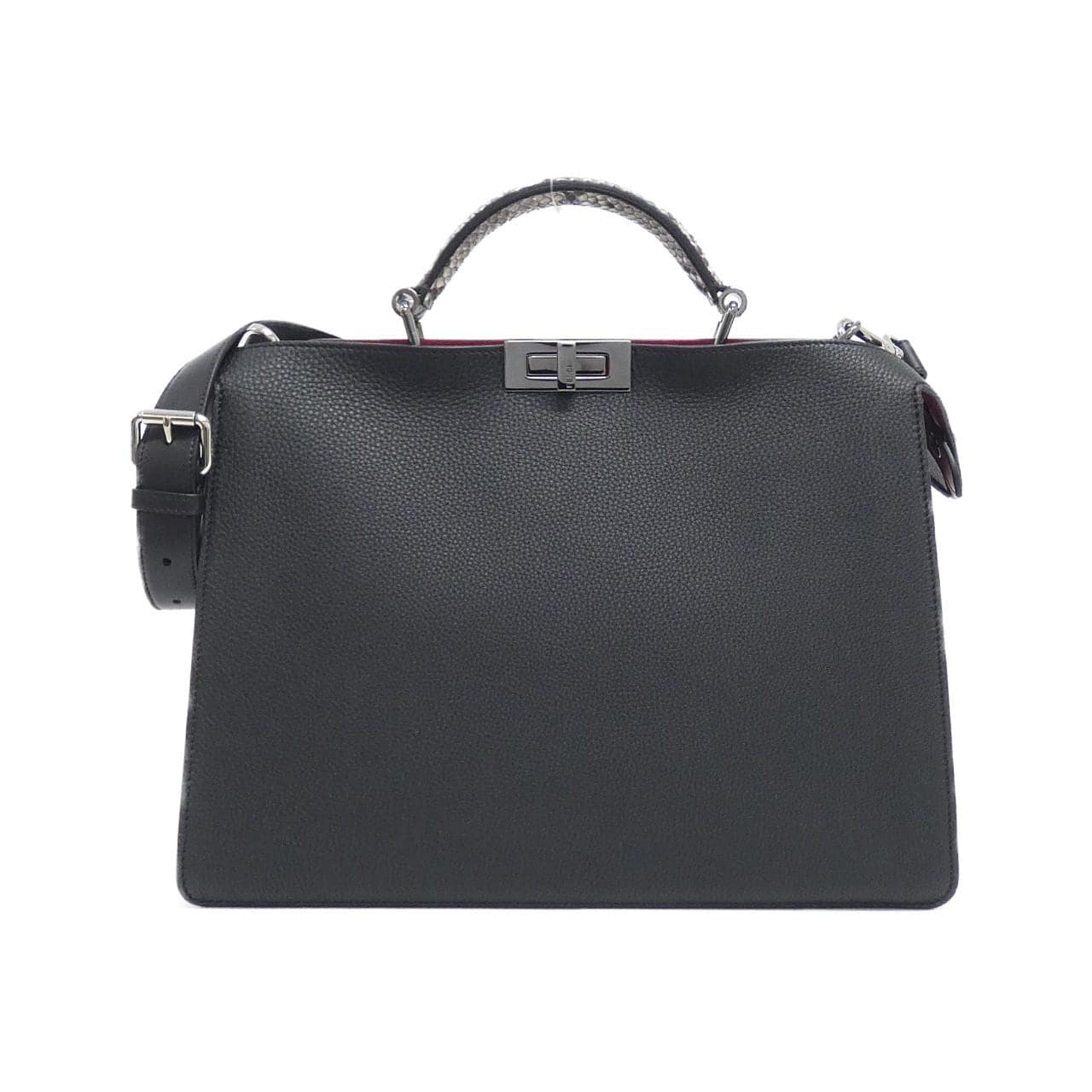FENDI Peekaboo 7VA576 AL9B Handbag Leather Black