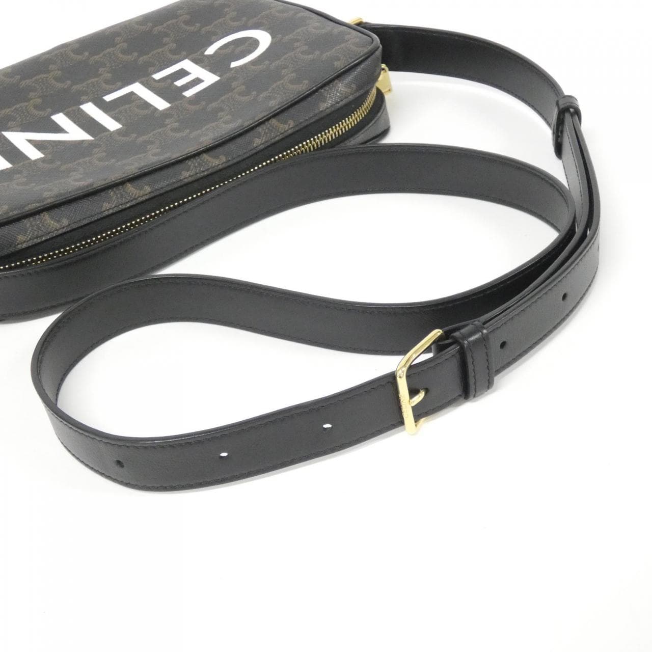 CELINE Triomphe 194502CIM Shoulder Bag Canvas 黑色 帆布 中古品A - 縮圖 4