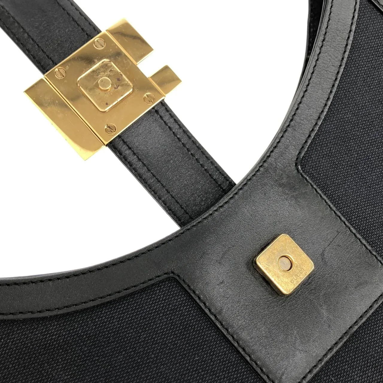 GUCCI 001 4141 Shoulder Canvas 黑色 帆布 中古品A - 縮圖 5