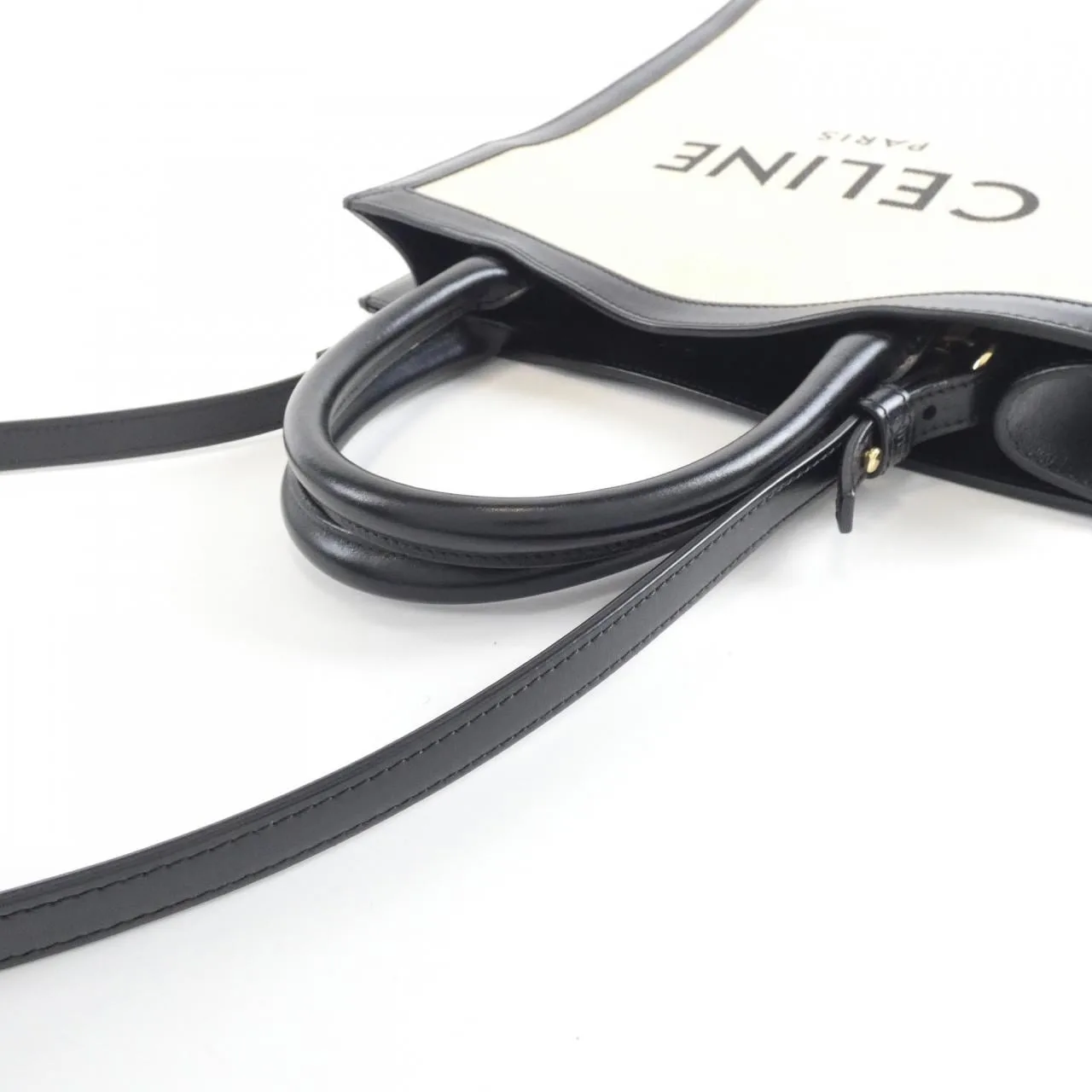 CELINE Cabas 192082DL4 Handbag Canvas 黑色 帆布 中古品A - 縮圖 5