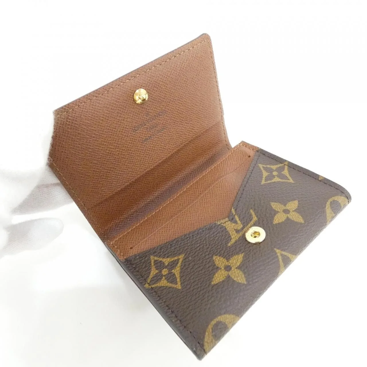 LOUIS VUITTON M63801 Card Case Monogram 黑色 Monogram 中古品A - 縮圖 5