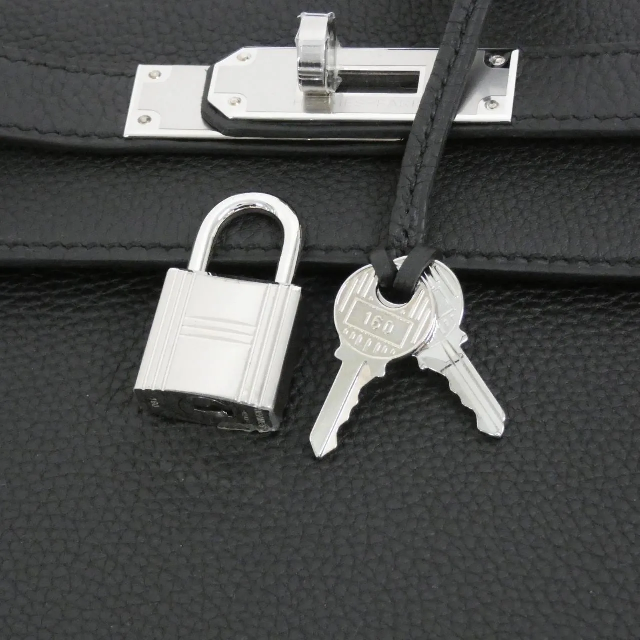 HERMES Kelly 030931CK Handbag Togo Black Togo Leather Rank A - Thumbnail 4