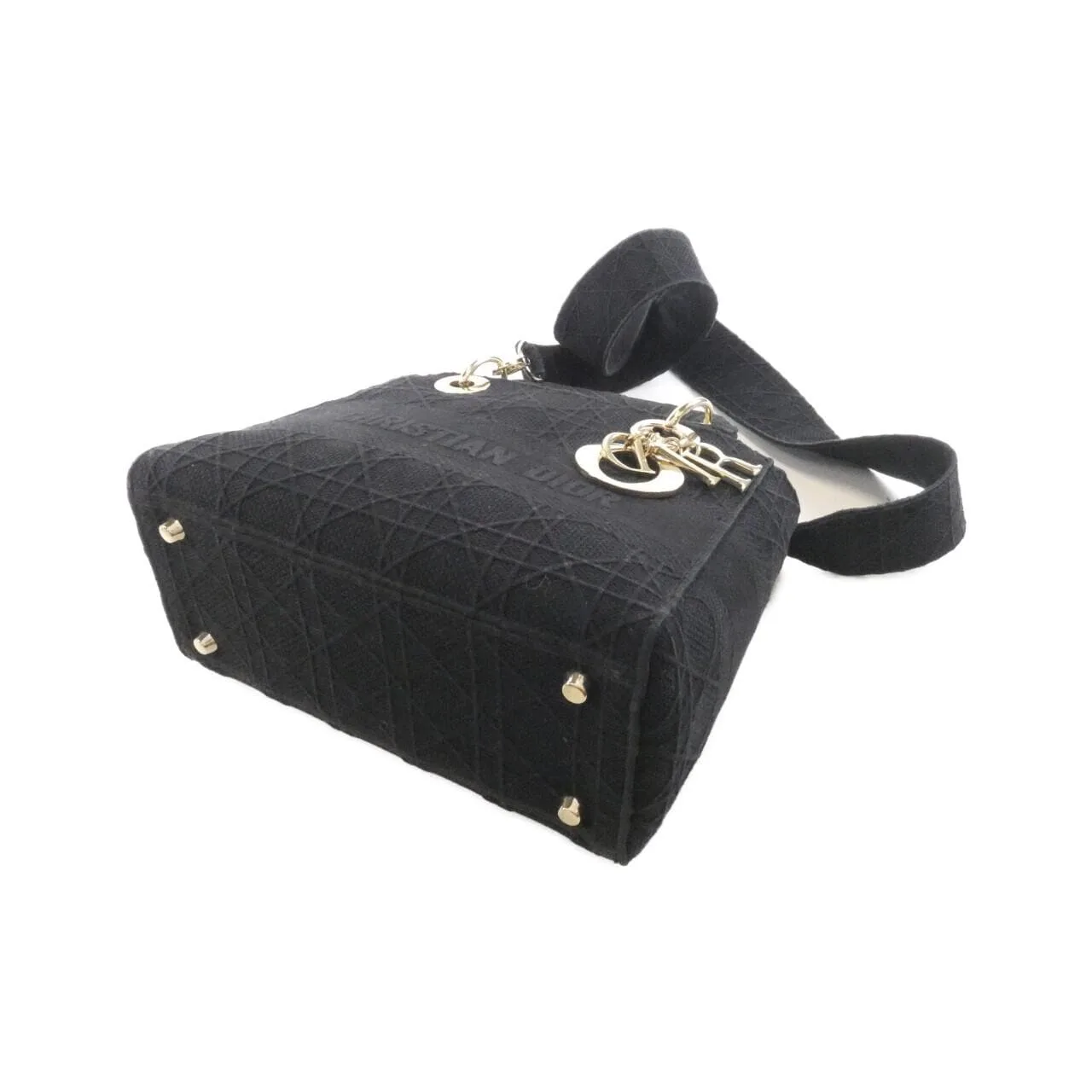 DIOR Lady Dior M0565OREY Handbag Canvas 黑色 帆布 中古品A - 縮圖 3