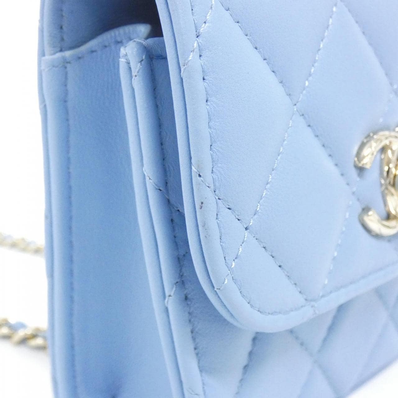 CHANEL 81633 Shoulder Bag Lambskin Blue Lambskin - Thumbnail 5