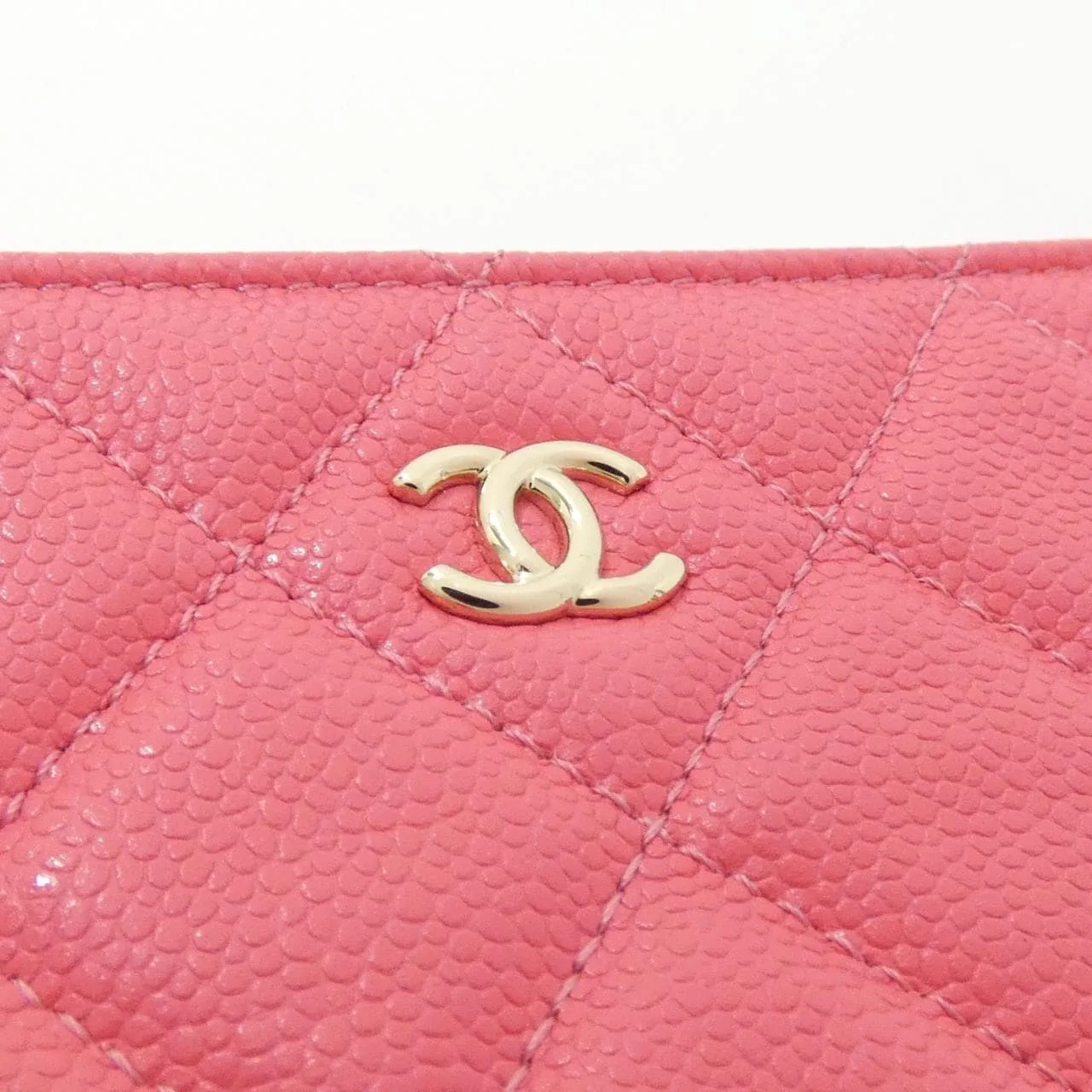CHANEL 82365 Pouch Grained Calfskin 粉色 荔枝紋牛皮 中古品A - 縮圖 4