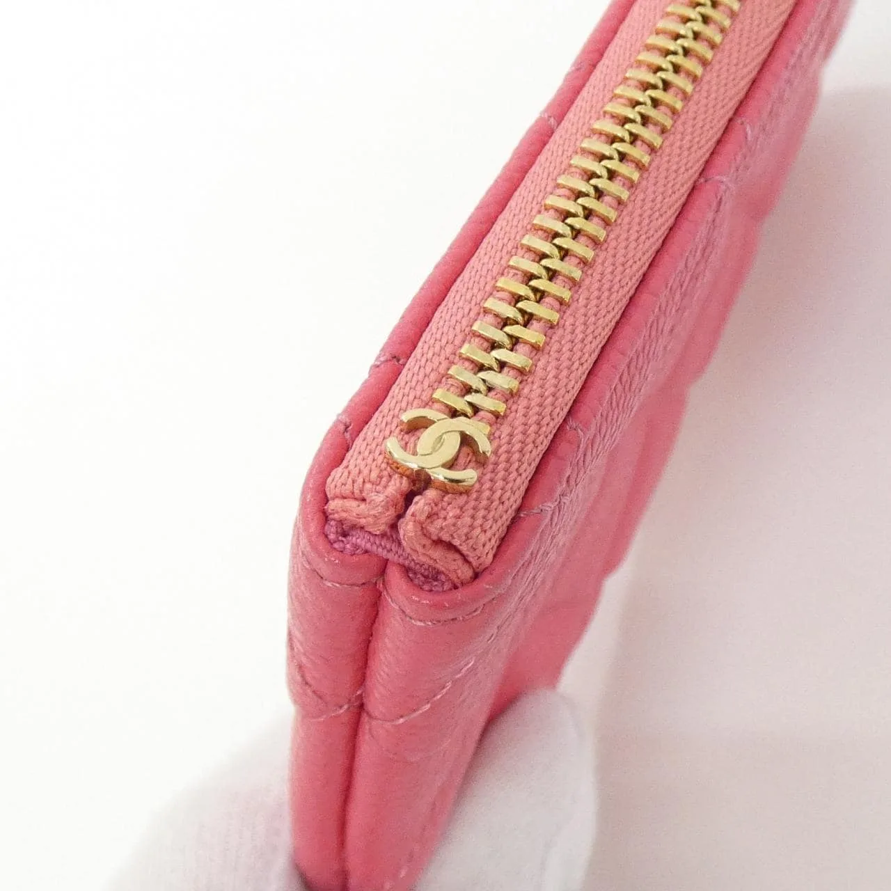 CHANEL 82365 Pouch Grained Calfskin 粉色 荔枝紋牛皮 中古品A - 縮圖 5