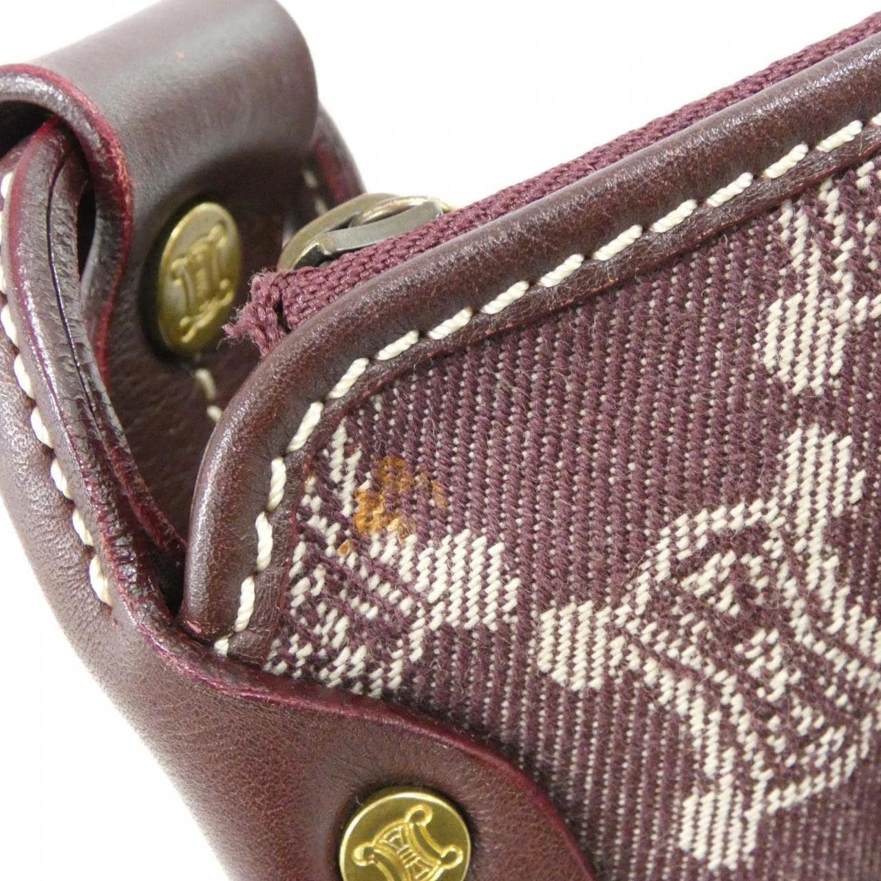 CELINE Shoulder Bag Denim 酒紅色 牛仔布 中古品A - 縮圖 7