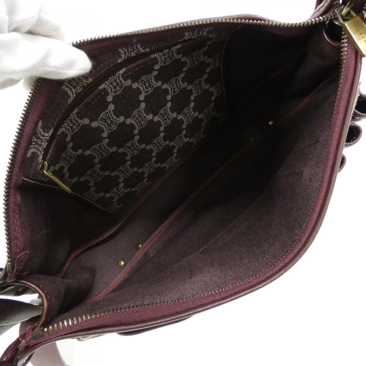 CELINE Shoulder Bag Denim 酒紅色 牛仔布 中古品A - 縮圖 10