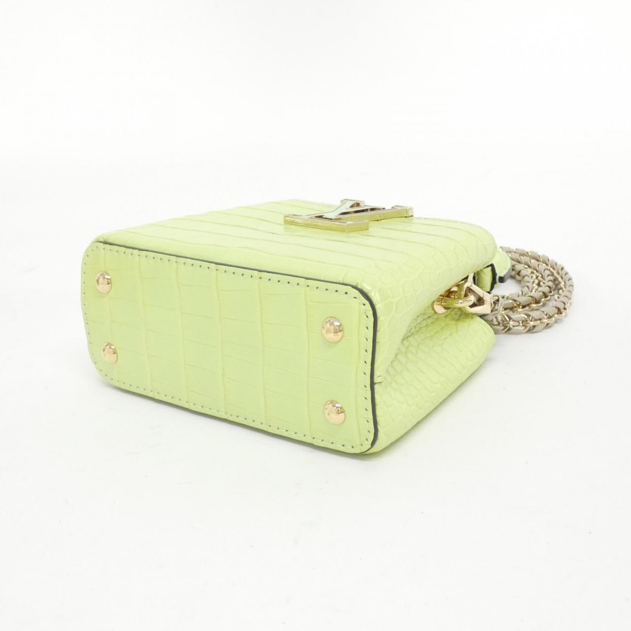 LOUIS VUITTON Capucines Bag Leather 綠色 皮革 中古品A - 縮圖 3