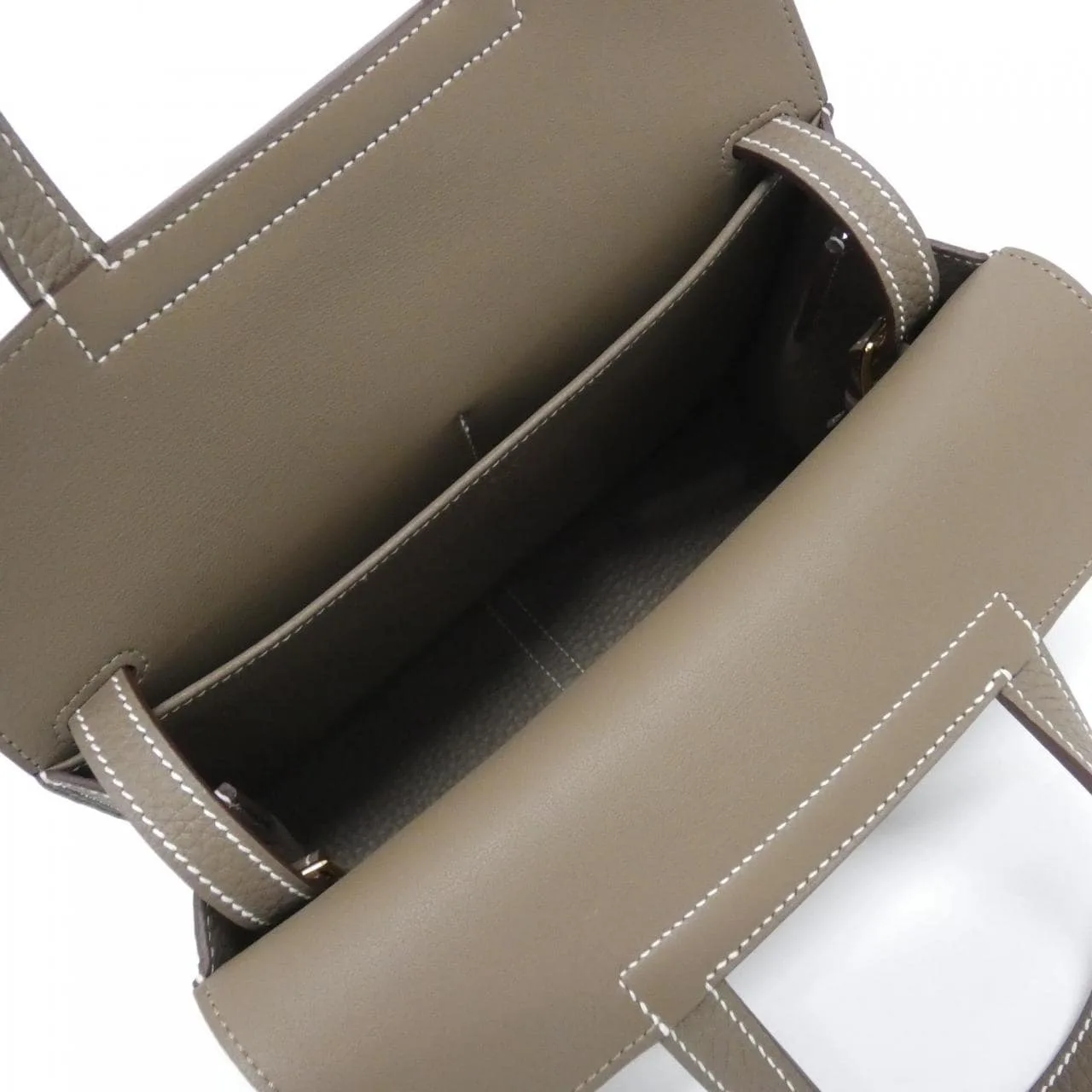 HERMES Halzan 082027CC Handbag Clemence Etoupe Clemence Leather Rank A - Thumbnail 5