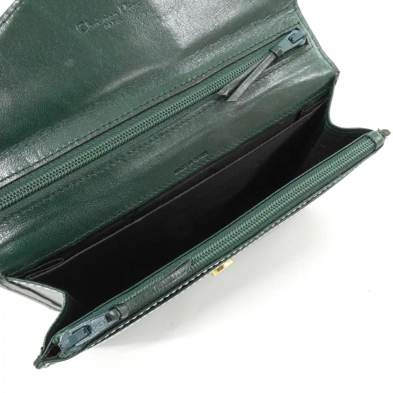 DIOR Handbag Leather 綠色 皮革 中古品A - 縮圖 8