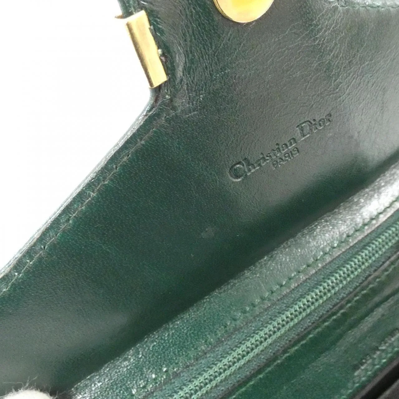 DIOR Handbag Leather 綠色 皮革 中古品A - 縮圖 9