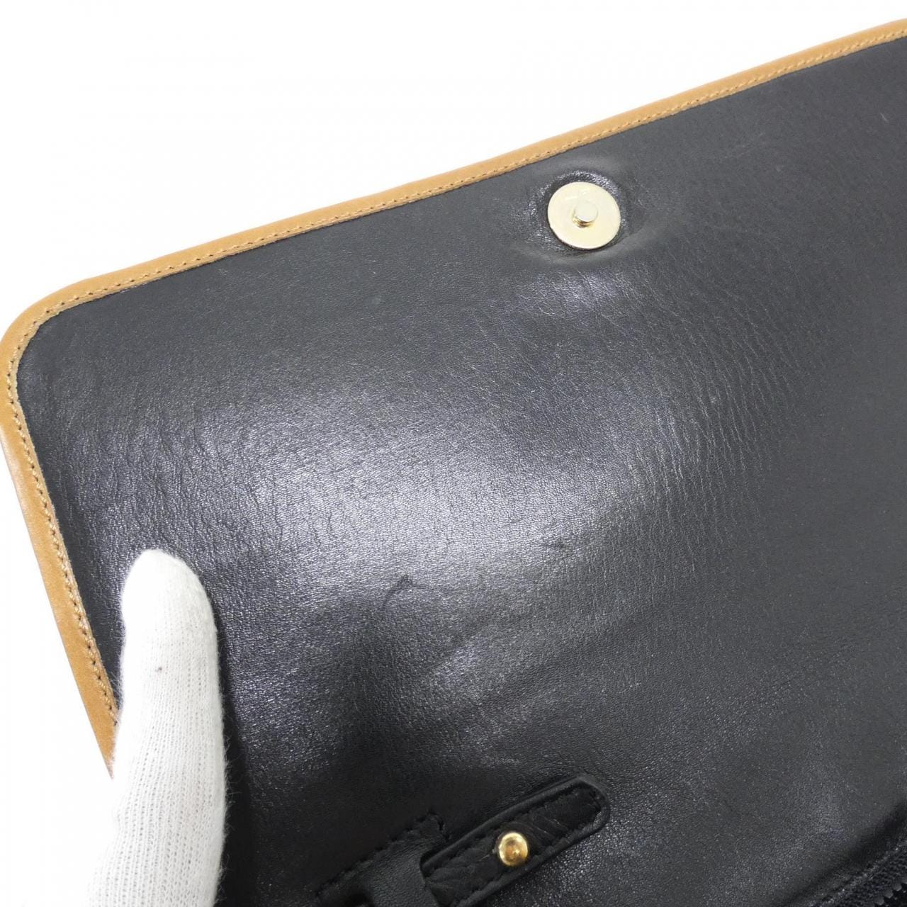 CELINE Shoulder Bag Leather 黑色 皮革 中古品B - 縮圖 10