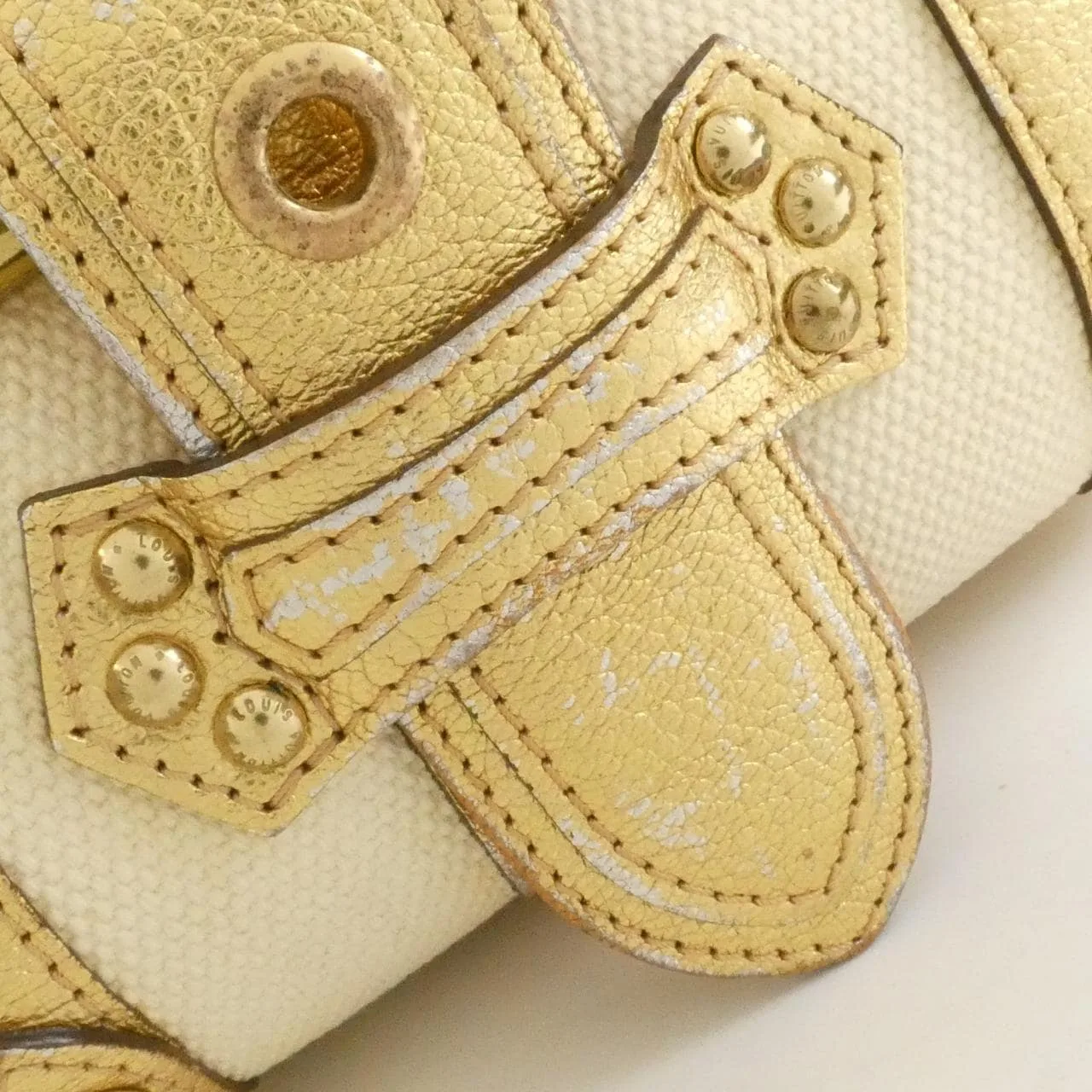 LOUIS VUITTON M92391 Handbag Canvas 白色 帆布 中古品B - 縮圖 5