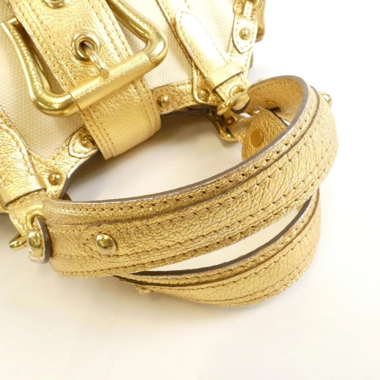 LOUIS VUITTON M92391 Handbag Canvas 白色 帆布 中古品B - 縮圖 8