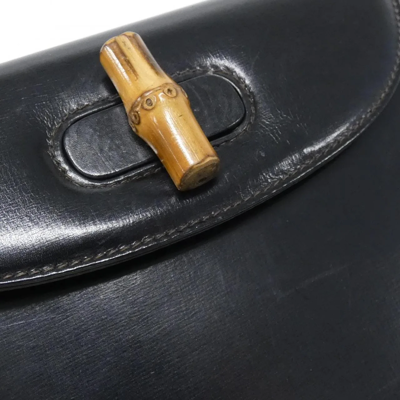 GUCCI 000 2046 Handbag Leather 黑色 皮革 中古品B - 縮圖 4