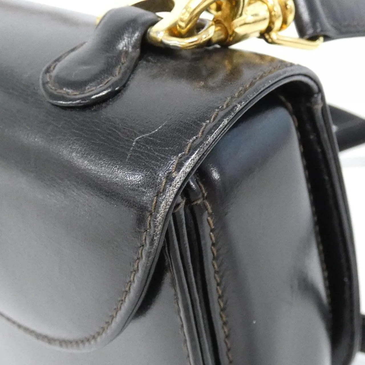 GUCCI 000 2046 Handbag Leather 黑色 皮革 中古品B - 縮圖 5