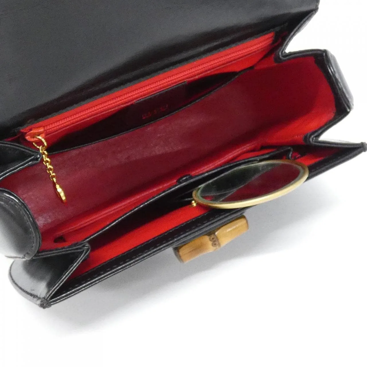 GUCCI 000 2046 Handbag Leather 黑色 皮革 中古品B - 縮圖 8