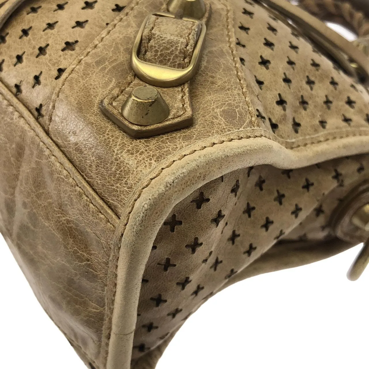 BALENCIAGA Le City 300295 Handbag Leather Beige Leather - Thumbnail 3