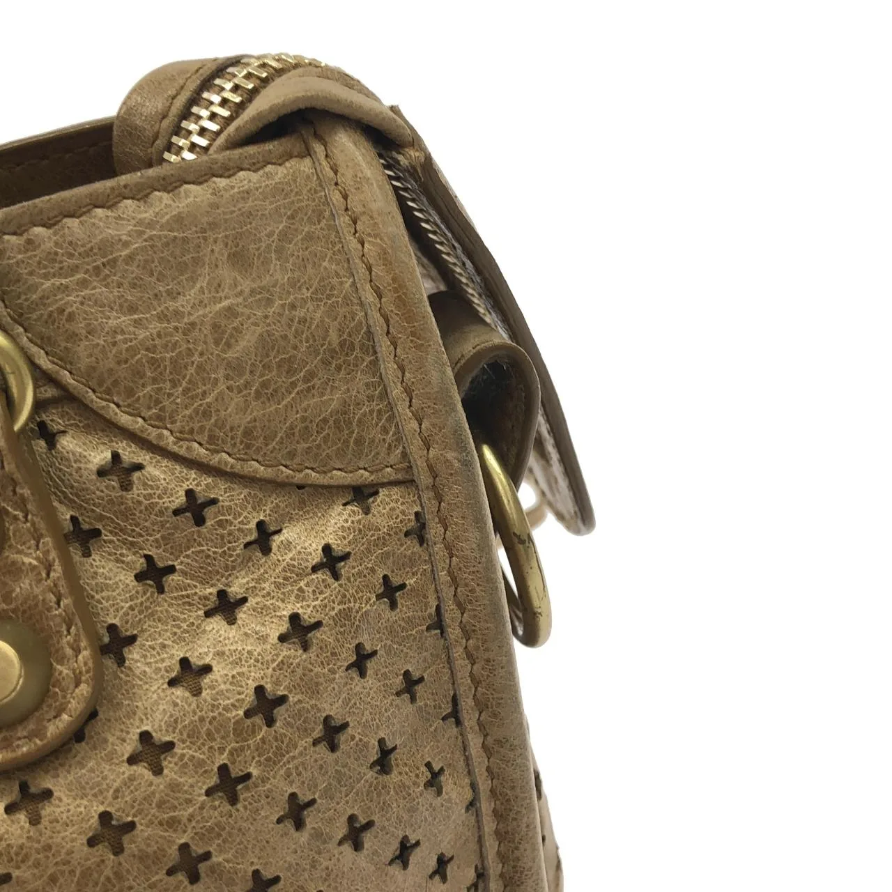 BALENCIAGA Le City 300295 Handbag Leather Beige Leather - Thumbnail 5