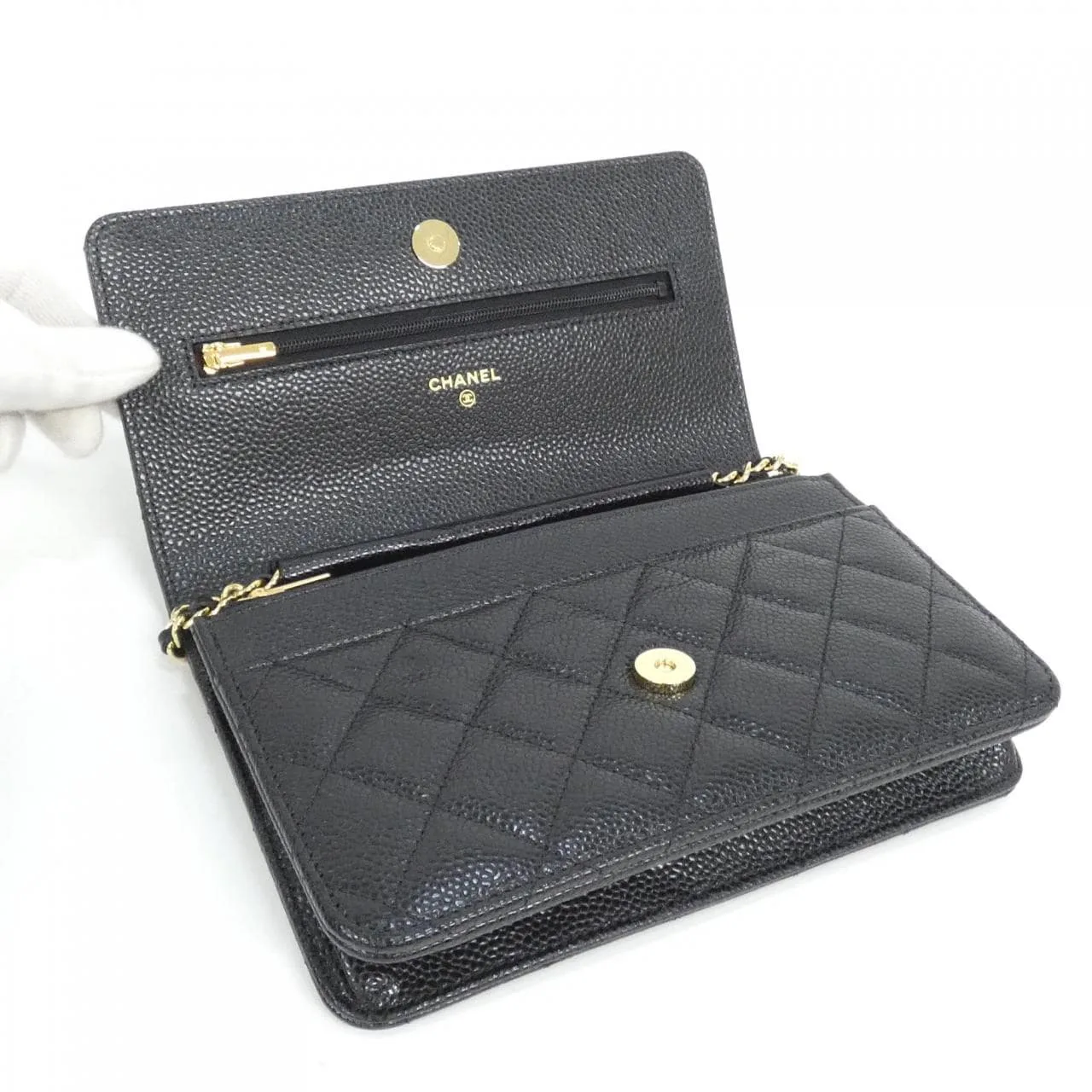 CHANEL Timeless Classic AP0250 Wallet Grained Calfskin 黑色 荔枝紋牛皮 中古品A - 縮圖 6