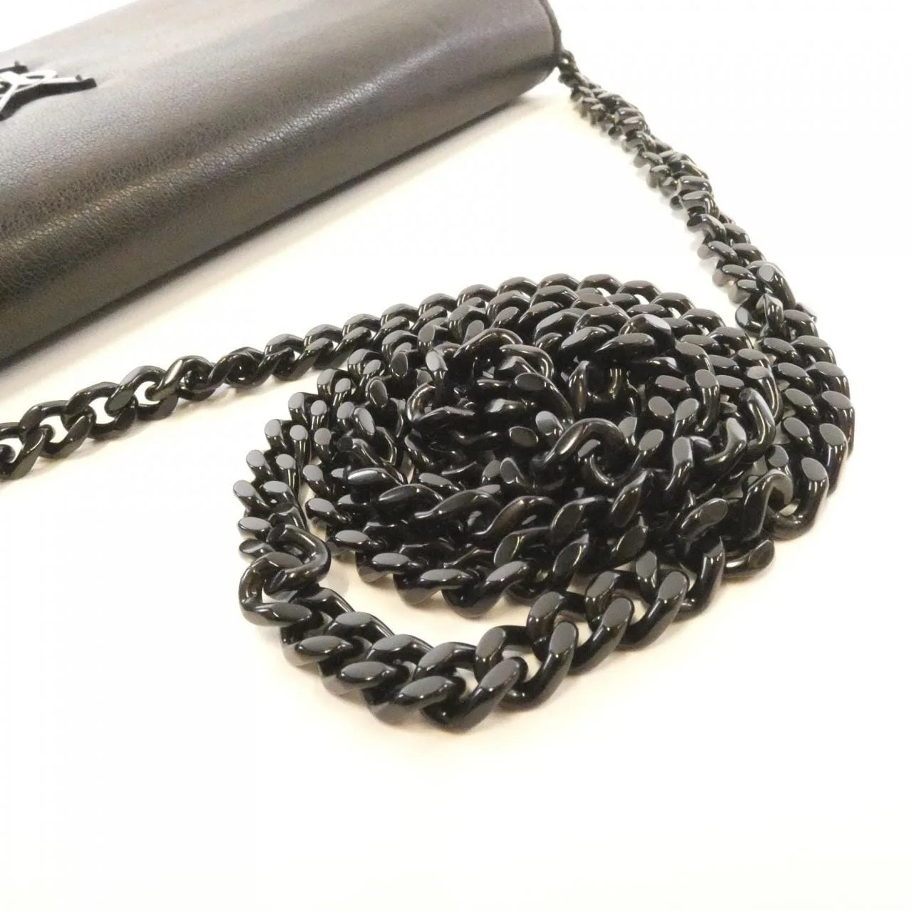 SAINT LAURENT Sunset 442015 Wallet Leather 黑色 皮革 中古品B - 縮圖 6