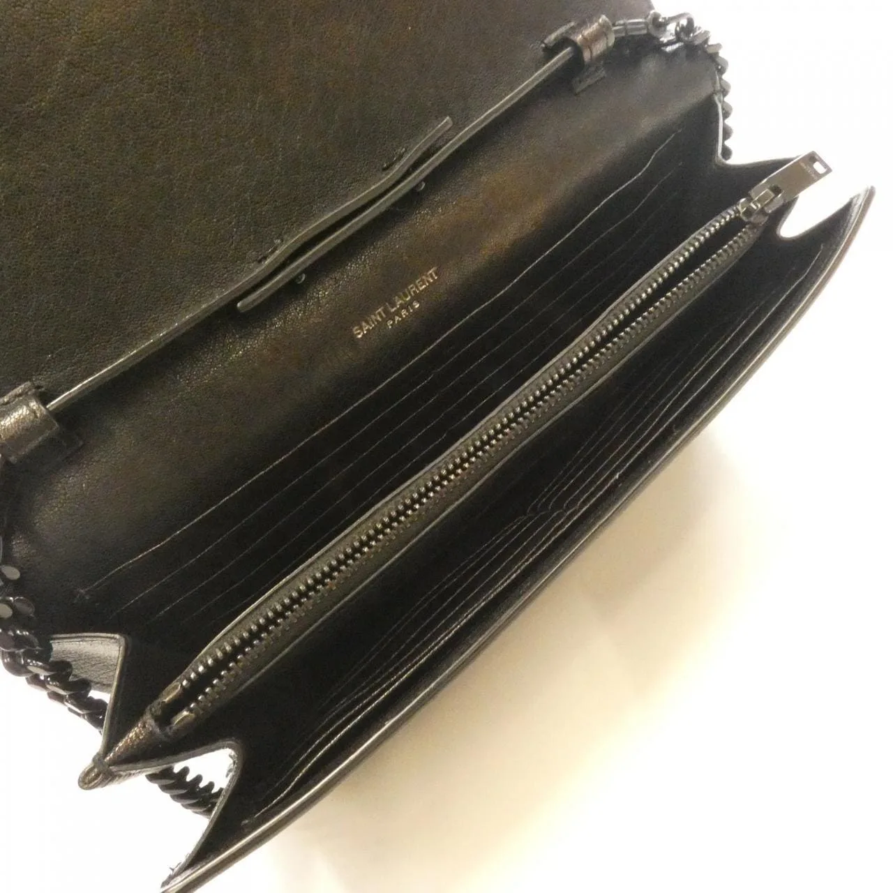 SAINT LAURENT Sunset 442015 Wallet Leather 黑色 皮革 中古品B - 縮圖 8