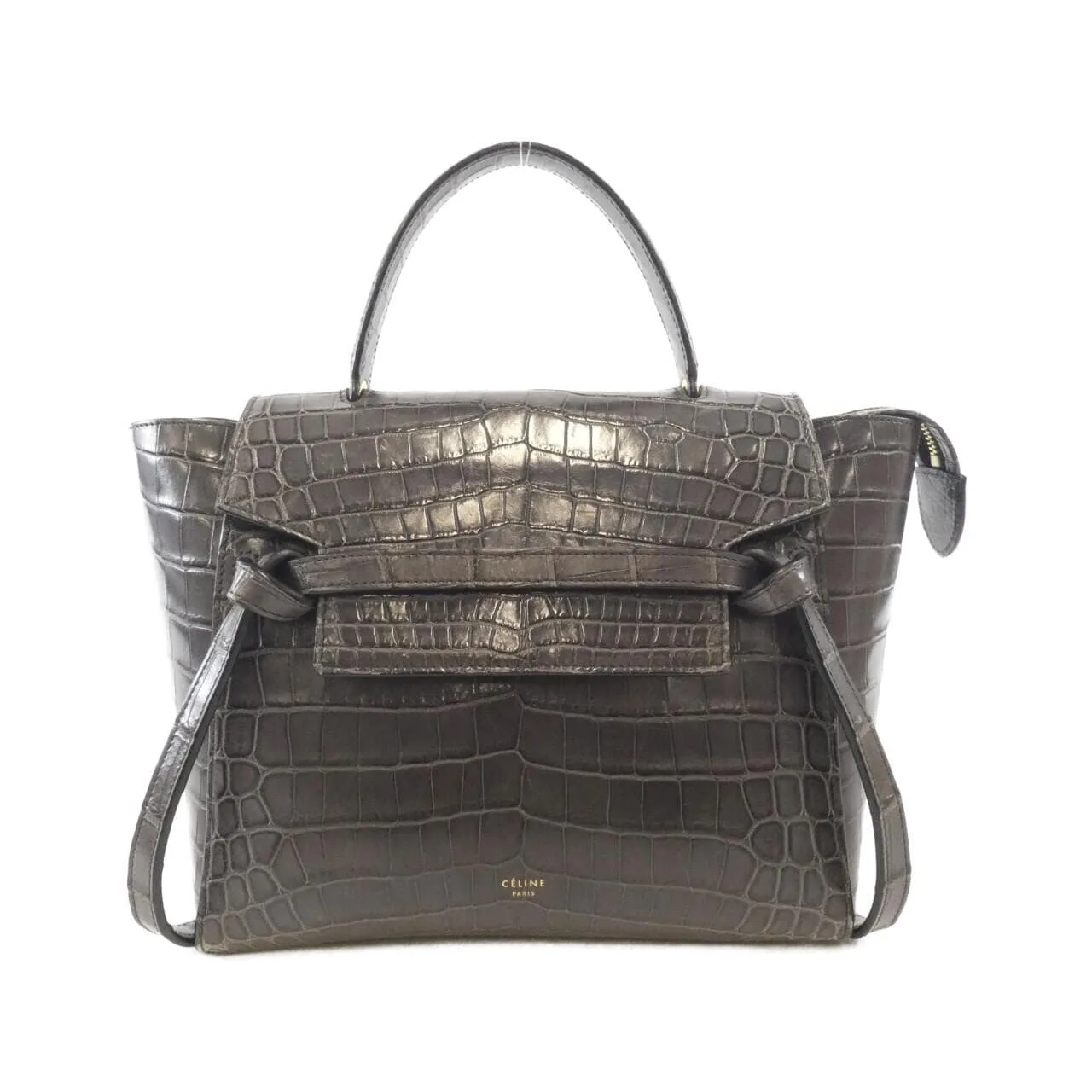 CELINE Belt Bag 180153 Handbag Crocodile Grey