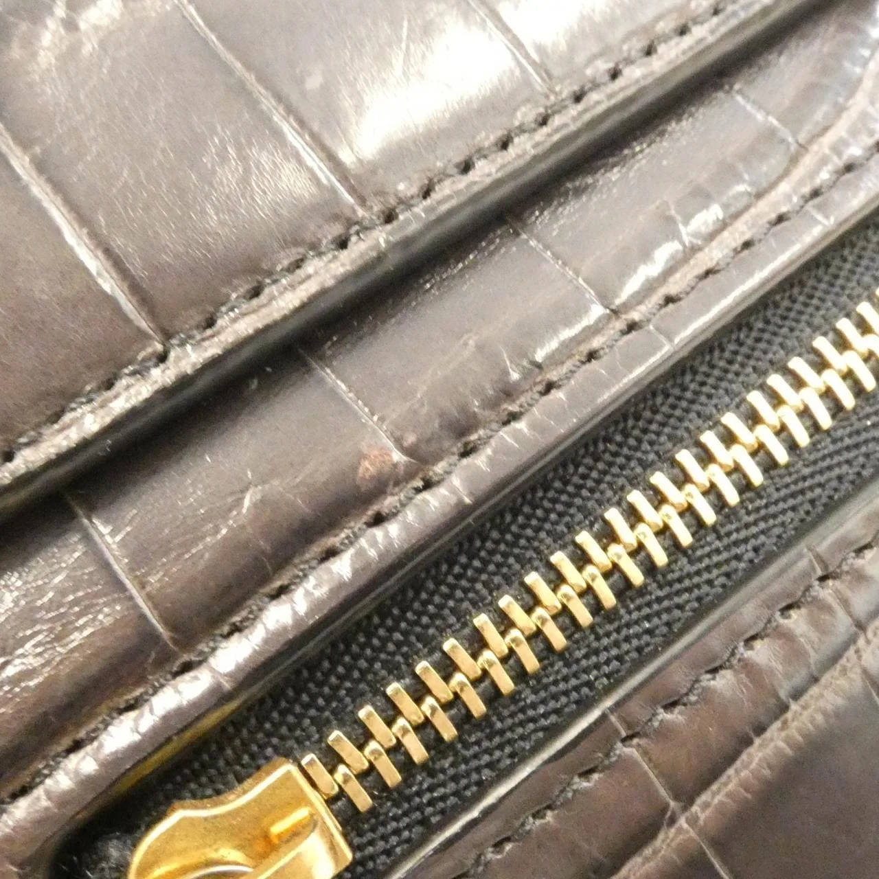 CELINE Belt Bag 180153 Handbag Crocodile 灰色 鱷魚皮 中古品A - 縮圖 5