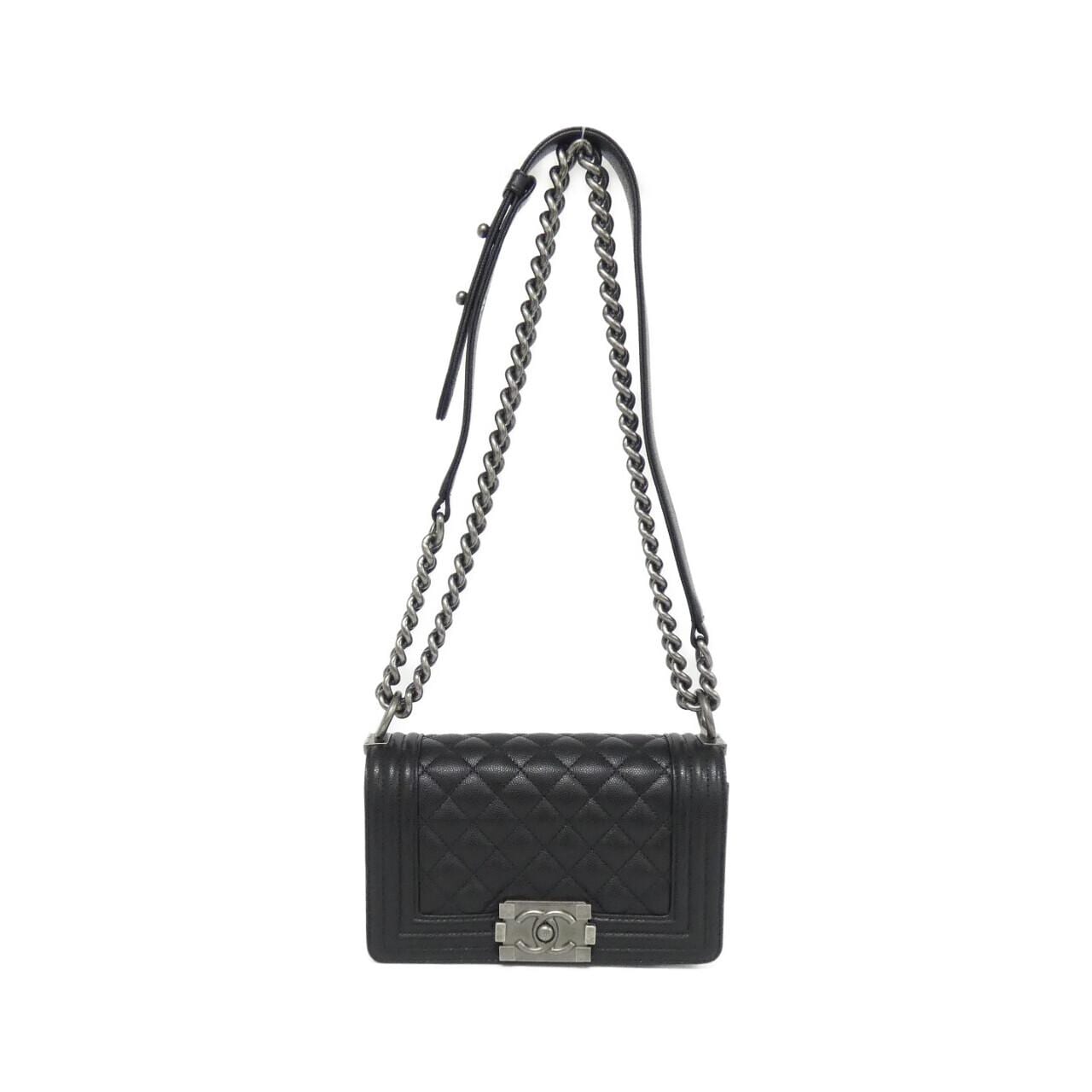 CHANEL Boy Chanel 67085 Shoulder Bag Grained Calfskin Black