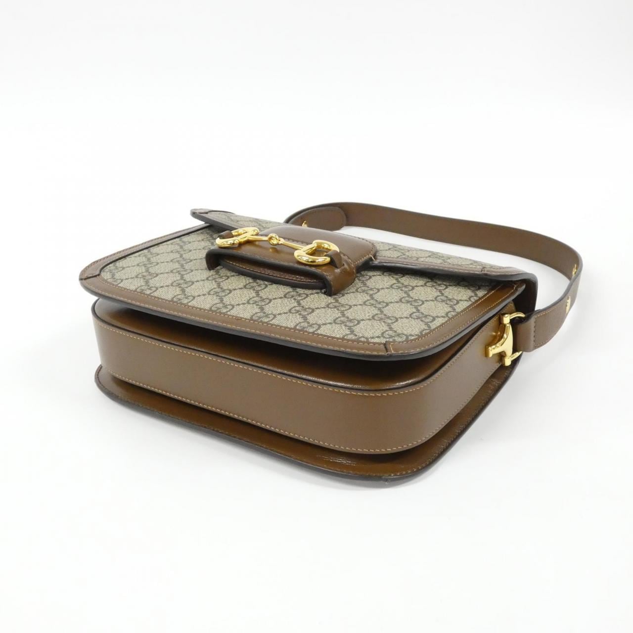 GUCCI Horsebit 1955 602204 92TCG Shoulder Bag Canvas 黑色 帆布 中古品A - 縮圖 3