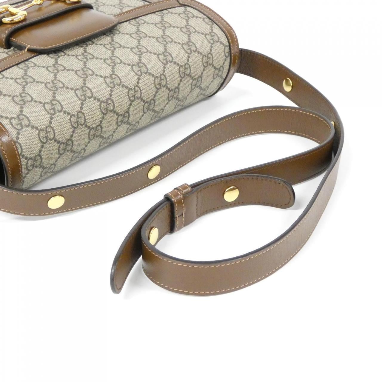 GUCCI Horsebit 1955 602204 92TCG Shoulder Bag Canvas 黑色 帆布 中古品A - 縮圖 5