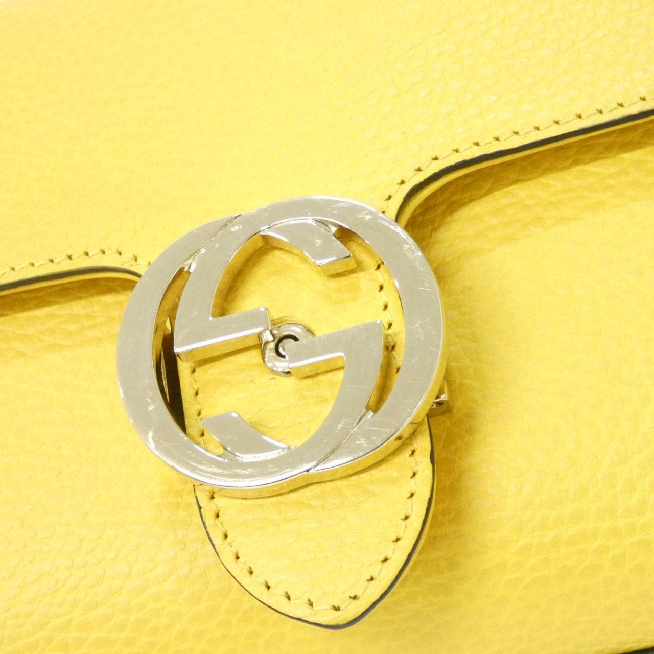 GUCCI 607720 CAO0G Shoulder Bag Leather 黃色 皮革 中古品A - 縮圖 4