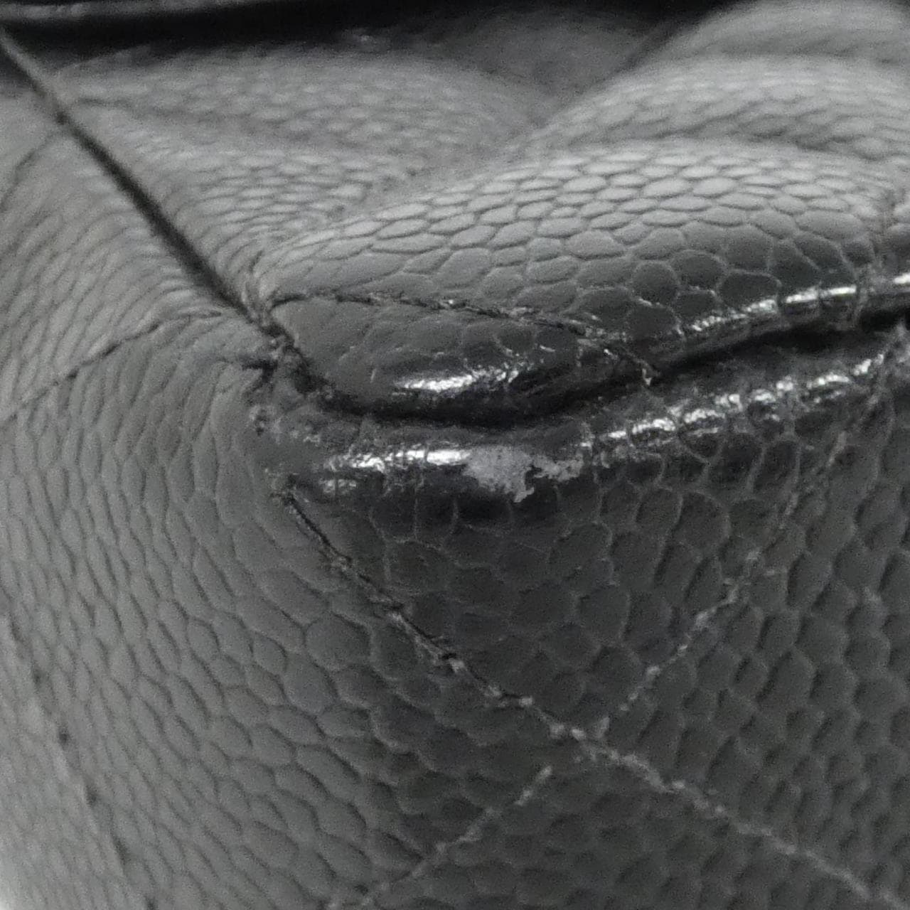 CHANEL Matelasse 1115 Shoulder Bag Grained Calfskin 黑色 荔枝紋牛皮 中古品A - 縮圖 3